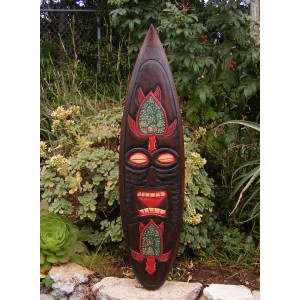 Tribal Tiki Turtle Tropical Wood Surfboard Mask Wall Plaque Tiki Bar 39"   253758636443
